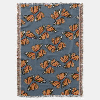 Monarch Butterfly Wings Mosaic on Slate Grey Throw Blanket