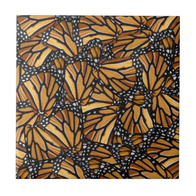 Monarch Butterfly Wings Pattern Ceramic Tile (Front)