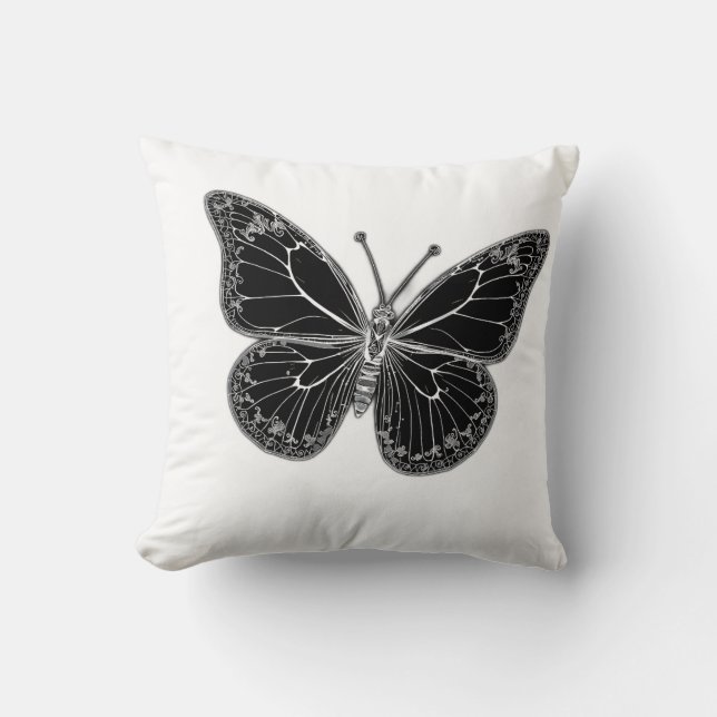 Monarch Butterfly with Detailed Wing Patterns Cushion (Front)