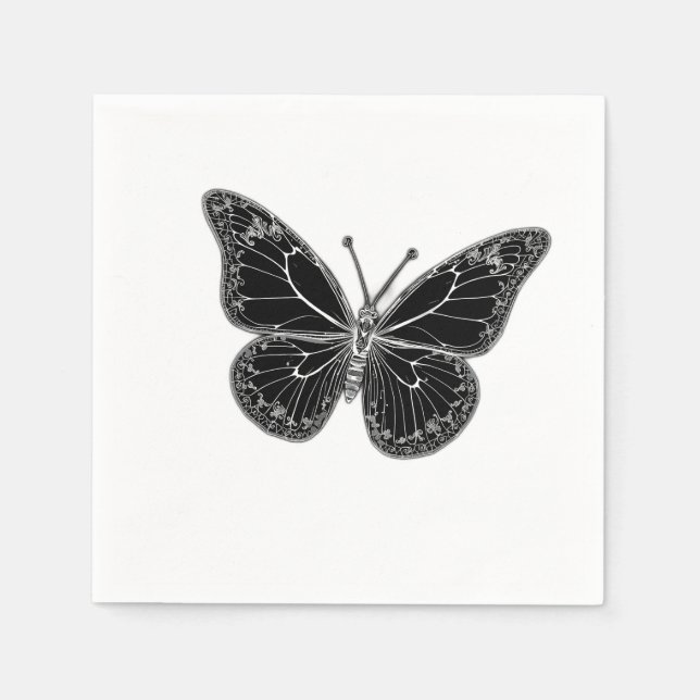 Monarch Butterfly with Detailed Wing Patterns Napkin (Front)