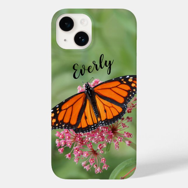 Monarch Butterfly with Name Case-Mate iPhone Case (Back)