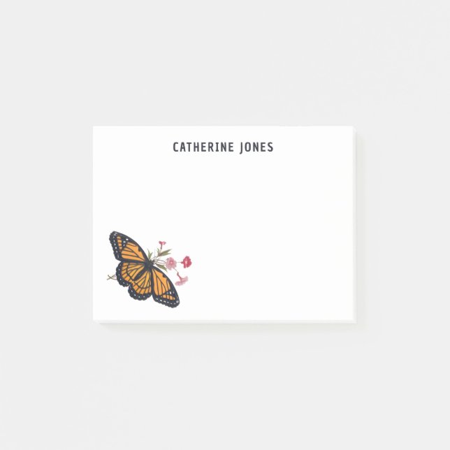 Monarch Butterfly With Name Personalised Notes (Front)
