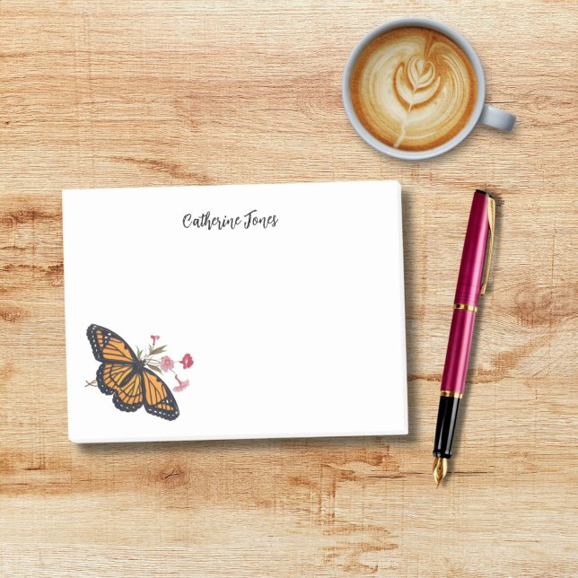 Monarch Butterfly With Name Personalised Post-it Notes (Personalize this beautiful monarch butterfly and enjoy writing colorful notes and memos!)