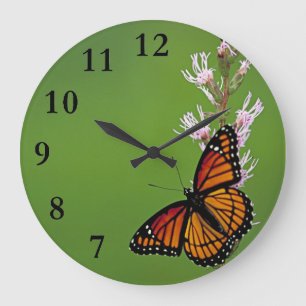 Monarch Butterfly With Numbers Large Clock