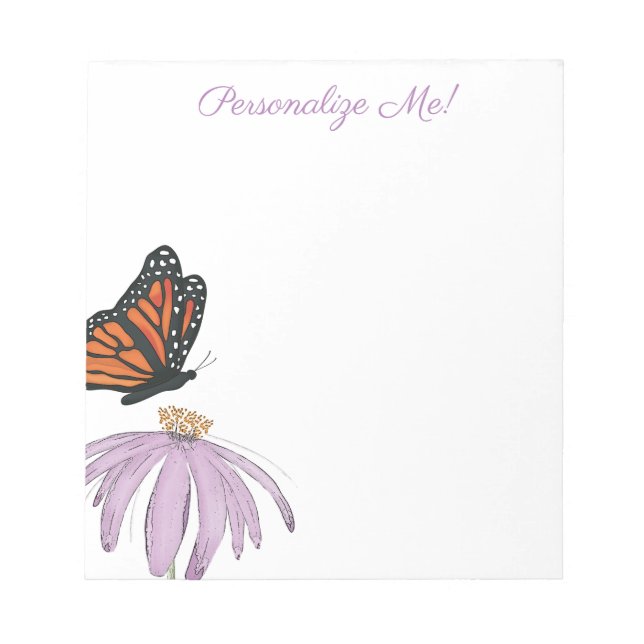 Monarch Butterfly with Purple Cone Flower Notepad (Front)