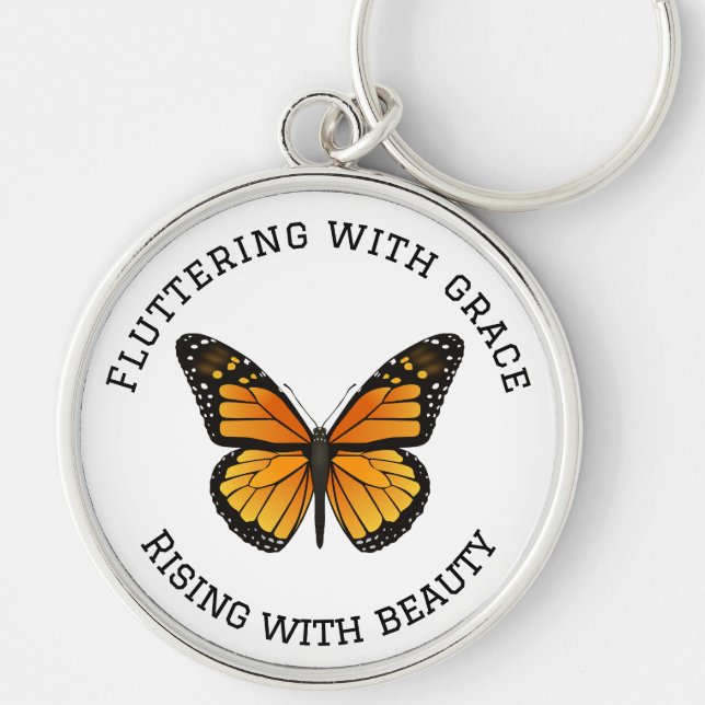 Monarch Butterfly with Quote Key Ring (Front)
