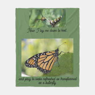 Monarch caterpillar butterfly fleece blanket