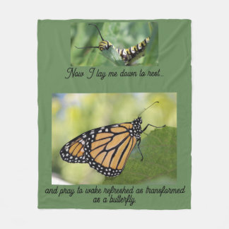 Monarch caterpillar butterfly fleece blanket