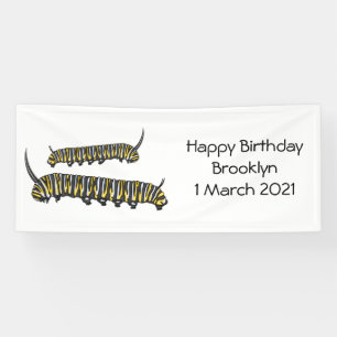 Monarch caterpillar cartoon illustration banner