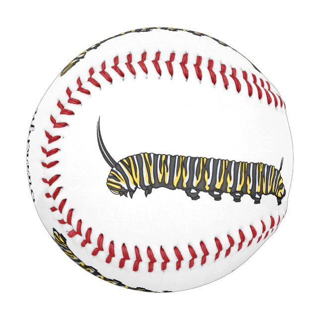 Monarch caterpillar cartoon illustration  baseball (Front Left)