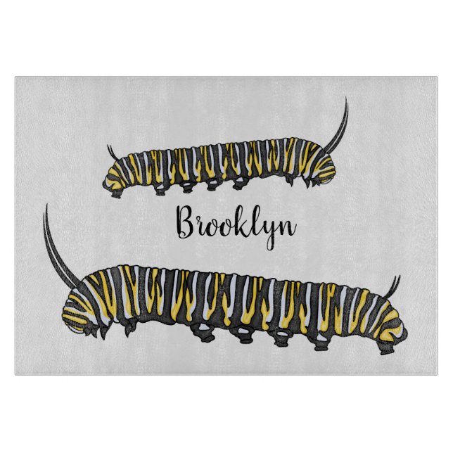 Monarch caterpillar cartoon illustration  cutting board (Front)