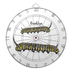Monarch caterpillar cartoon illustration dartboard
