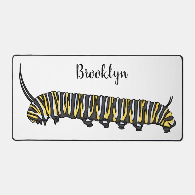 Monarch caterpillar cartoon illustration  desk mat (Front)