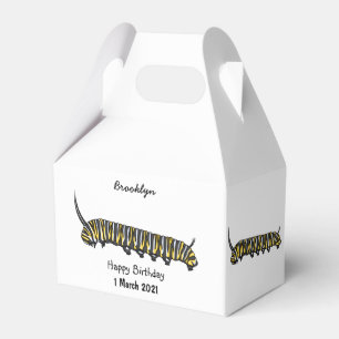 Monarch caterpillar cartoon illustration favour box