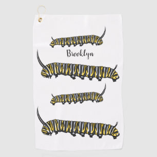Monarch caterpillar cartoon illustration golf towel
