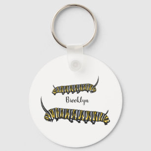 Monarch caterpillar cartoon illustration  key ring