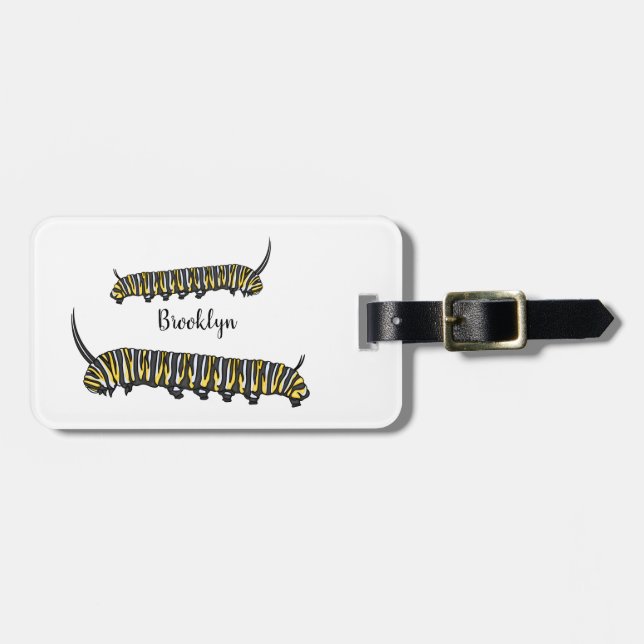 Monarch caterpillar cartoon illustration  luggage tag (Front Horizontal)