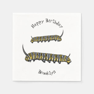Monarch caterpillar cartoon illustration  napkin