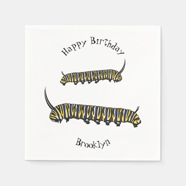 Monarch caterpillar cartoon illustration  napkin (Front)