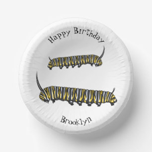 Monarch caterpillar cartoon illustration paper plate