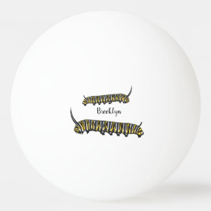Monarch caterpillar cartoon illustration   ping pong ball