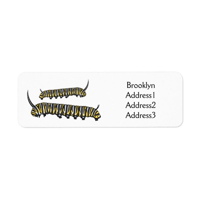 Monarch caterpillar cartoon illustration return address label (Front)