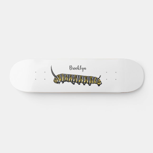 Monarch caterpillar cartoon illustration  skateboard (Horz)