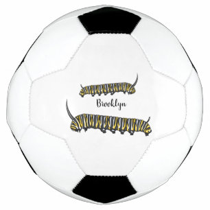 Monarch caterpillar cartoon illustration soccer ball