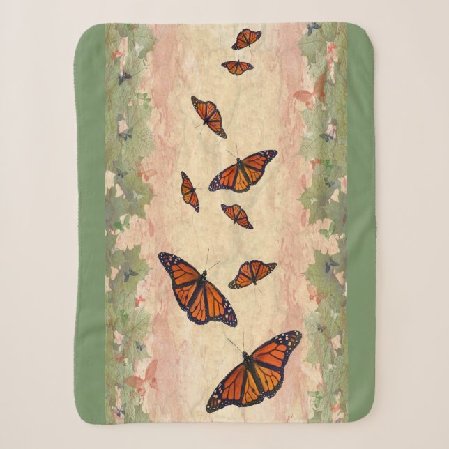 Monarch Garden Sherpa Blanket (Front)