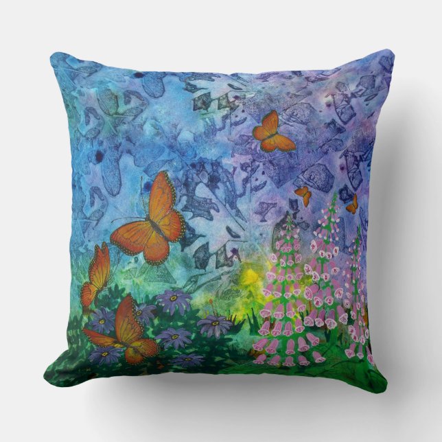 Monarch Haven Throw Pillow (Front)