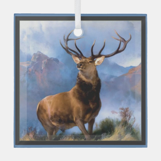 Monarch of the Glen Glass Ornament Buck Deer (Front)