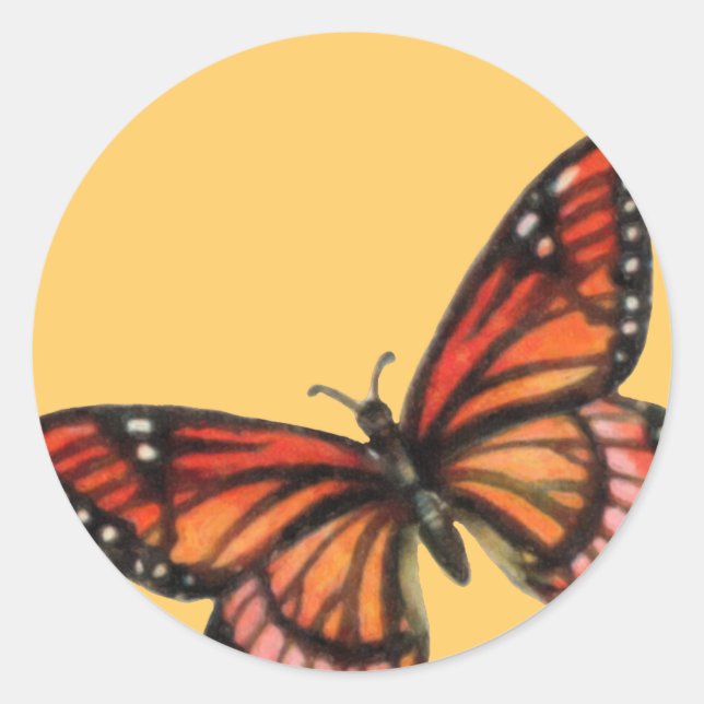Monarch on Custom Colour Background Classic Round Sticker (Front)