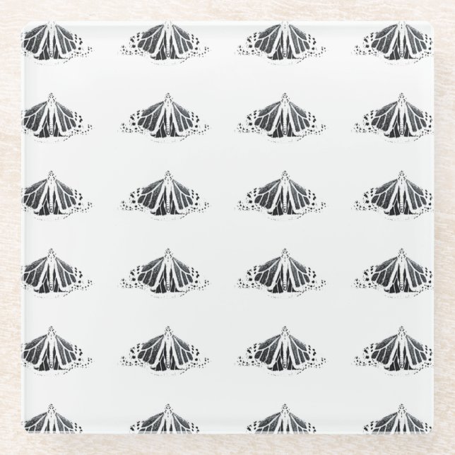 Monarch outline  all around glass coaster (Front)