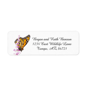 Monarch perched on Lavender Return Address Label