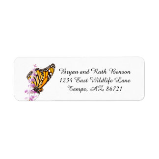 Monarch perched on Lavender Return Address Label