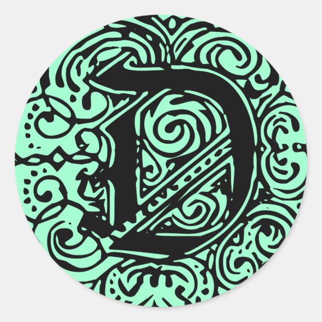 Monarchia Black  "D" Classic Round Sticker (Front)