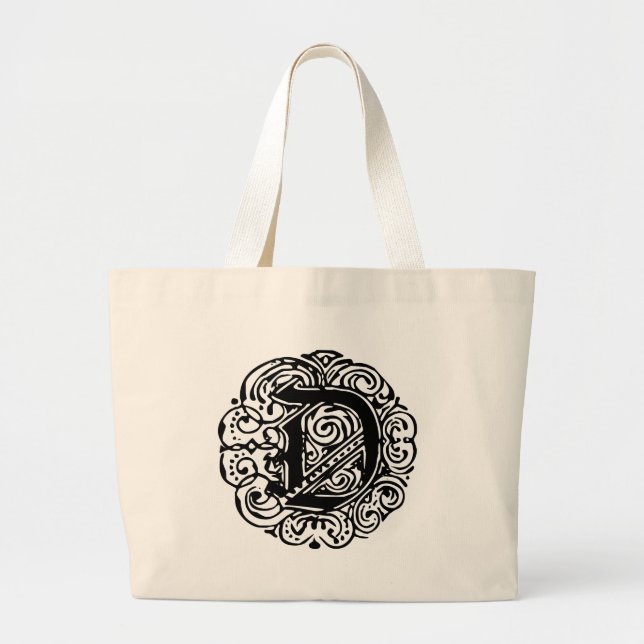Monarchia Black  "D" Large Tote Bag (Front)