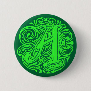 Monarchia Green  "A" 6 Cm Round Badge