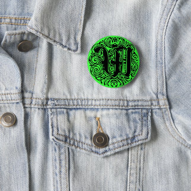 Monarchia Monogram Letter W Initial Alphabet W 6 Cm Round Badge (In Situ)