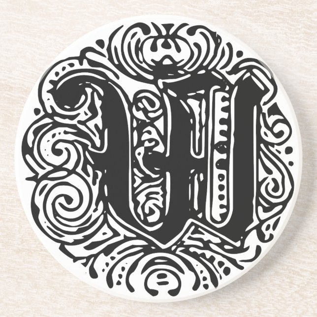 Monarchia Monogram Letter W Initial Alphabet W Coaster (Front)