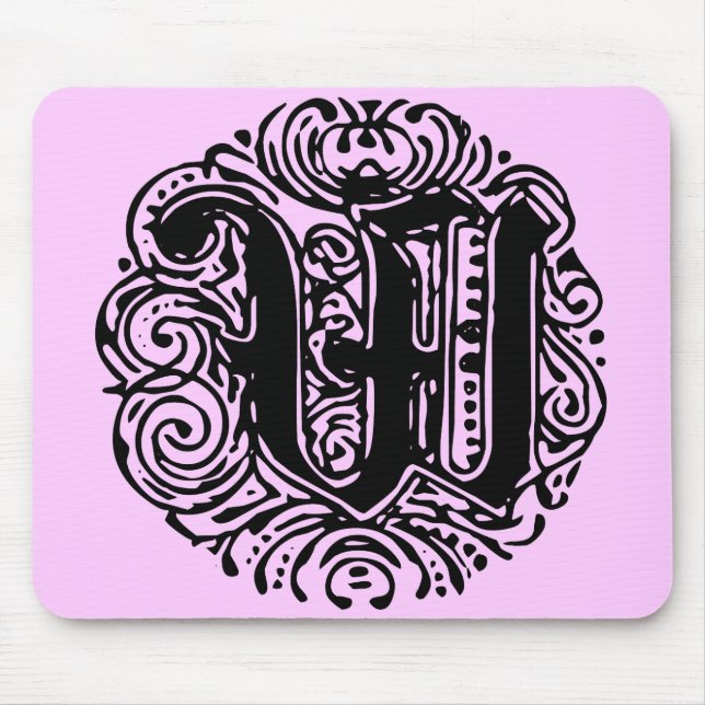 Monarchia Monogram Letter W Initial Alphabet W Mouse Pad (Front)