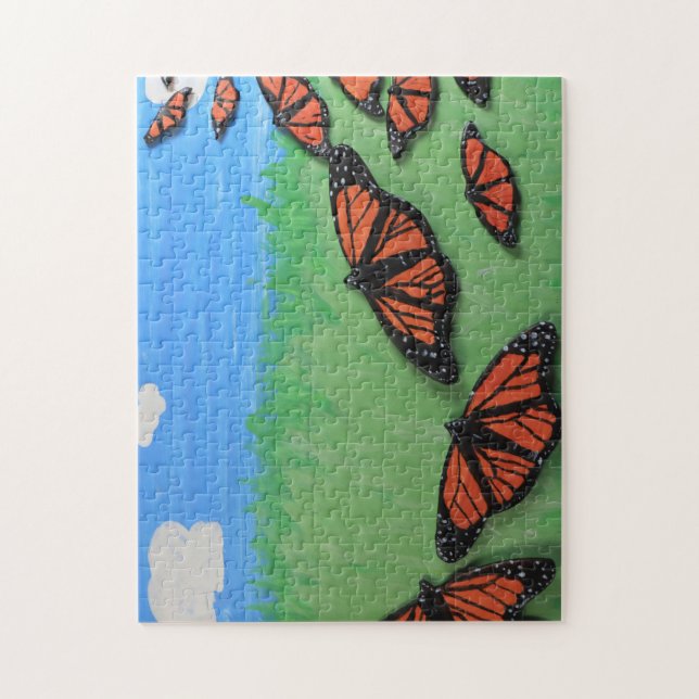 Monarchs Migrating Folk Art of Clay Jigsaw Puzzle (Vertical)