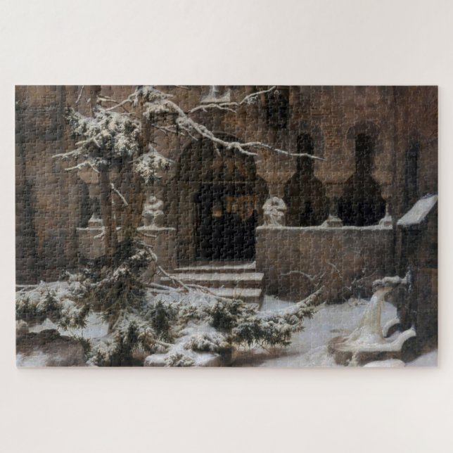 Monastery in Winter Snow (by Karl Lessing) Jigsaw Puzzle (Horizontal)