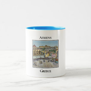 Monastiraki Square, Athens Greece Two-Tone Coffee Mug