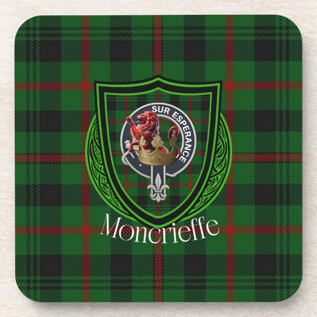 Moncrieffe Scottish Clan Tartan & Crest Coaster (Front)