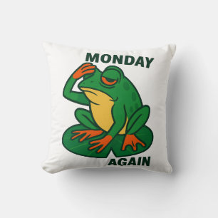 Monday Again Cute Frog Cat Cartoon Cushion