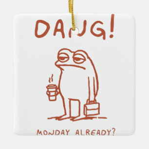 Monday Blues Frog Ceramic Ornament
