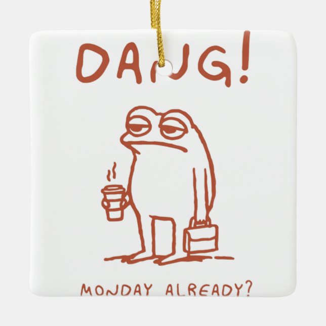 Monday Blues Frog Ceramic Ornament (Front)