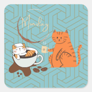 Monday Cats Square Sticker