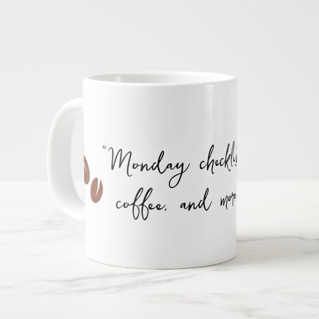 "Monday Checklist" Large Coffee Mug (Front Left)
